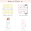 SwaddleDesigns Starter Set - Ultimate, Muslin Swaddle, Swaddle Wrap, and Classic Polka Dots Newborn Gift Set, Pink
