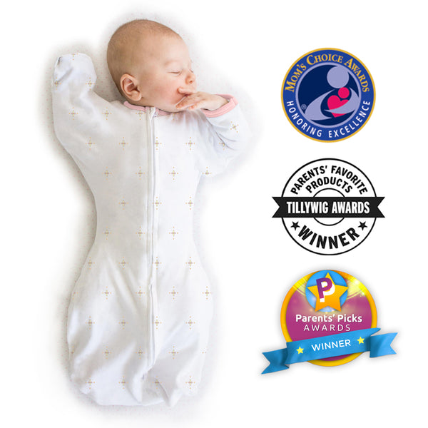 Transitional Swaddle Sack  - Arms Up 1/2-Length Sleeves & Mitten Cuffs, Bella, Pink