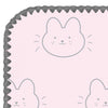 Ultimate Swaddle Blanket - Baby Bunny on Pastel Pink with Dark Gray Trim