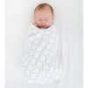 Ultimate Swaddle Blanket - Mod Circles on White, Pastel Blue