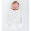 Ultimate Swaddle Blanket - Mod Circles on White, Sterling with Black Trim