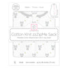 Soft Cotton Non-Weighted zzZipMe Sack - Tiny Fox, Sterling