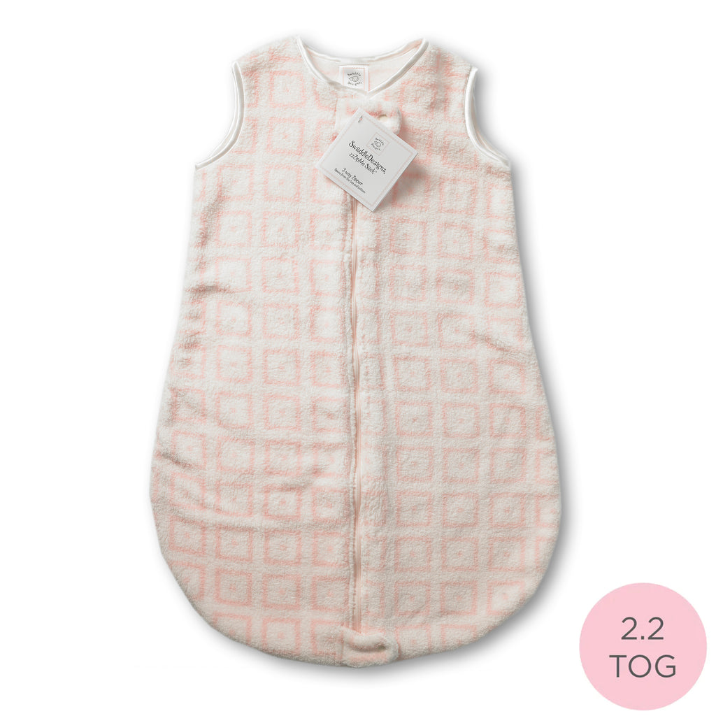Cozy Non-Weighted zzZipMe Sack - Fresh Pastel Mod Squares, Pastel Pink