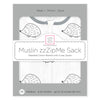 Muslin Non-Weighted zzZipMe Sack  - Hedgehog, Soft Black