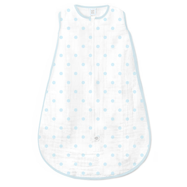 Muslin Non-Weighted zzZipMe Sack  - French Dots, Pastel Blue