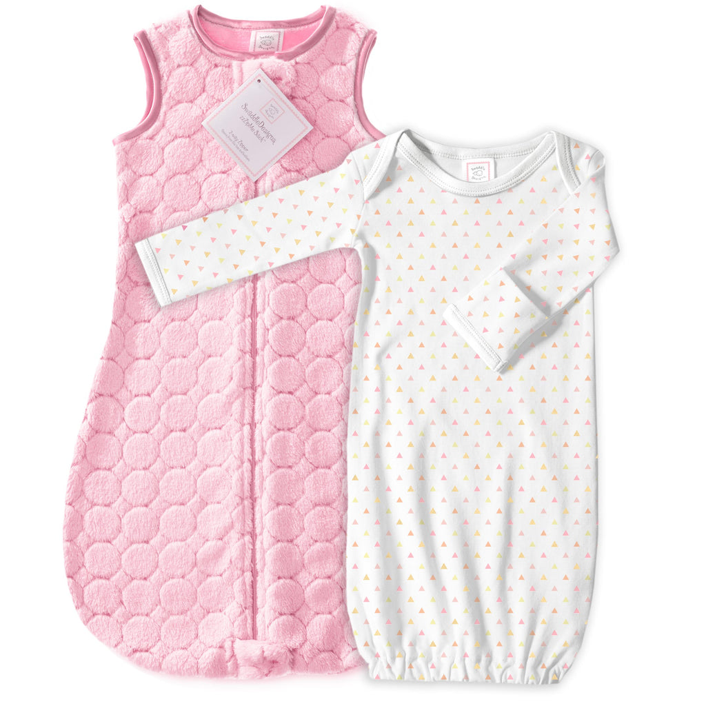 Cozy Puff Non-Weighted zzZipMe Sack + Pajama Gown Set, Pink