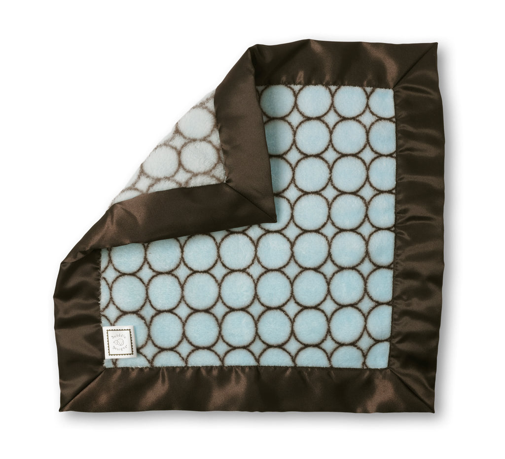 Cozy Baby Lovie - Brown Mod Circles, Pastel Blue - Customized