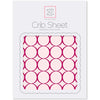 Flannel Fitted Crib Sheet - Jewel Tone Mod Circles, Very Berry