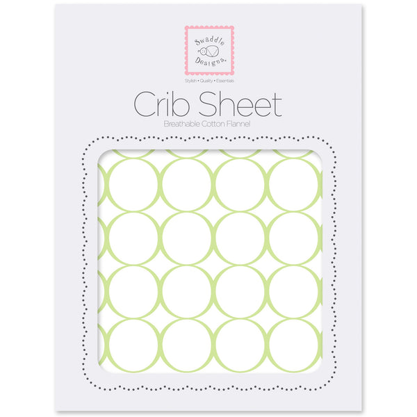 Fitted Flannel Crib Sheet - Mod Circles on White
