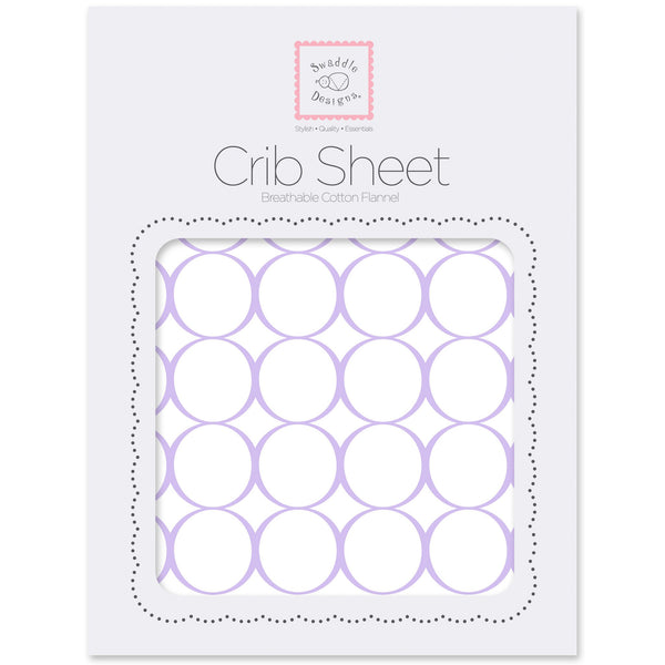 Fitted Flannel Crib Sheet - Mod Circles on White
