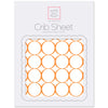 Flannel Fitted Crib Sheet - Mod Circles on White, Orange