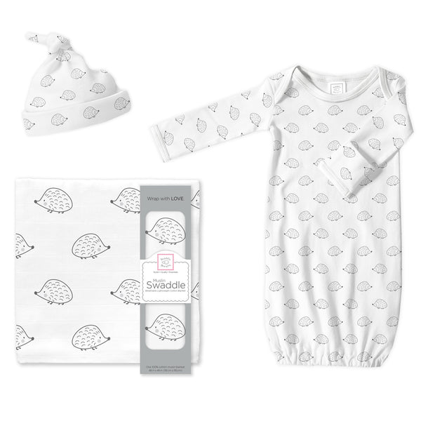 Muslin Swaddle, Gown and Hat - Gift Set