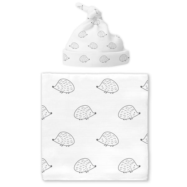 Muslin Swaddle Blanket and Hat - Gift Set