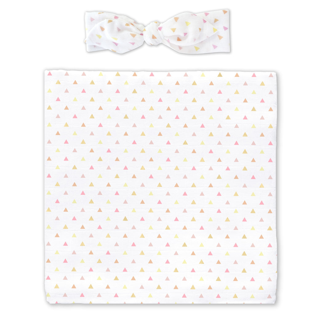 Muslin Swaddle Blanket + Muslin Headband Gift Set