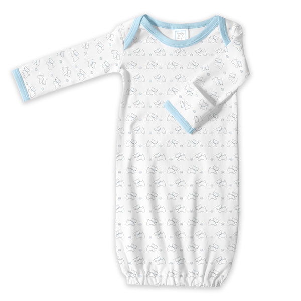Cotton Knit Pajama Gown - Tiny Doggie Pastel Blue