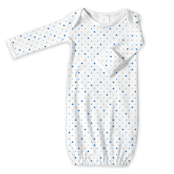 Cotton Knit Pajama Gown - Tiny Triangles Shimmer, Blue