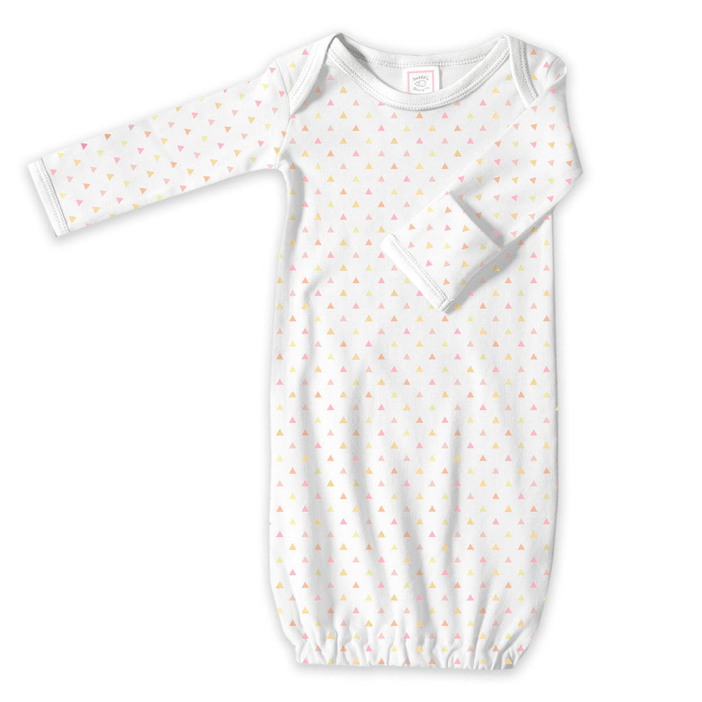 Cotton Knit Pajama Gown - Tiny Triangles Shimmer, Pink