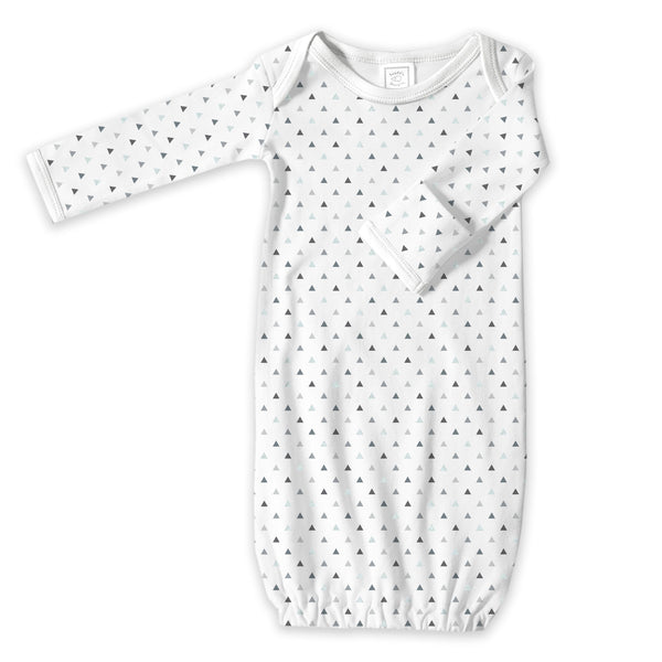 Cotton Knit Pajama Gown - Tiny Triangles Shimmer, Sterling