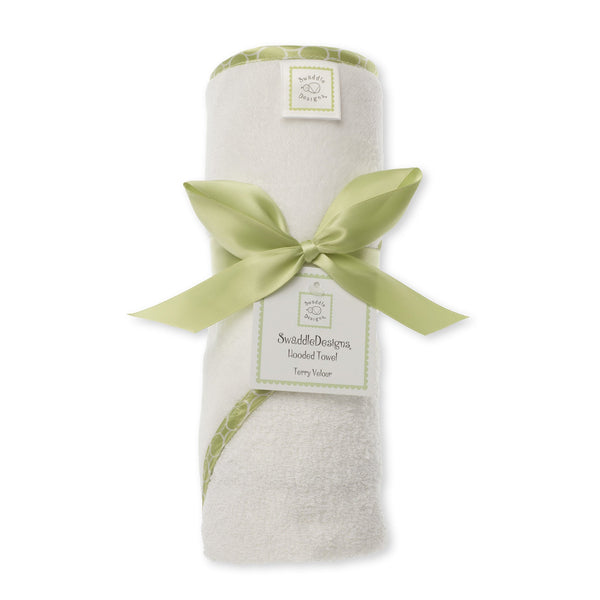 Terry Velour Hooded Towel - Mini Mod Circle Trim