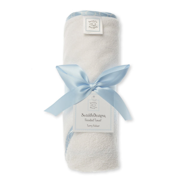 Terry Velour Hooded Towel - Mini Mod Circle Trim