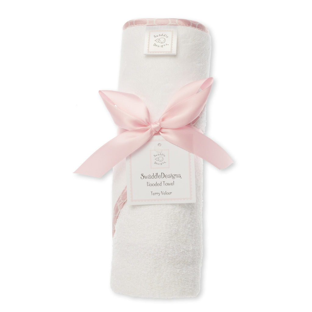 Terry Velour Hooded Towel - Mini Mod Circle Trim