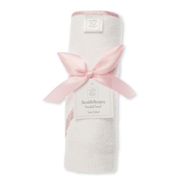 Terry Velour Hooded Towel - Mini Mod Circle Trim