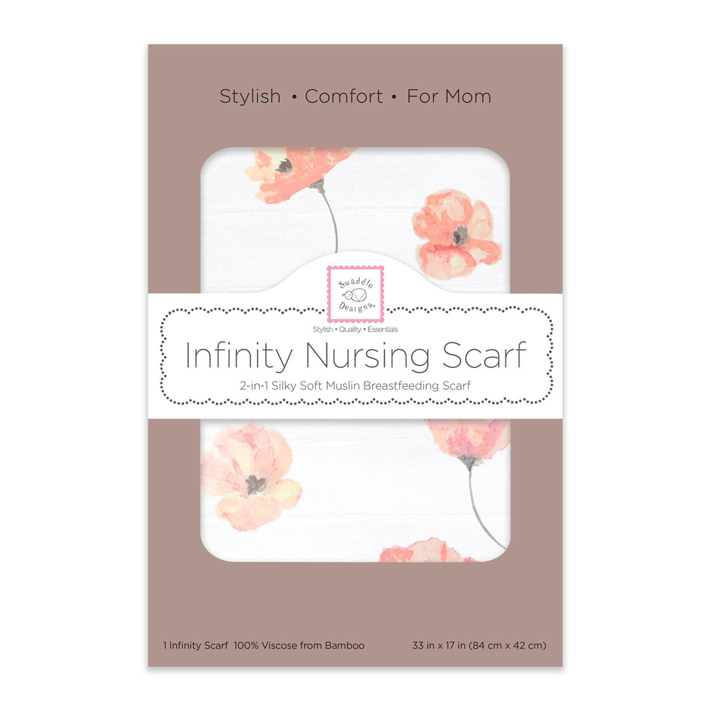 Infinity Scarf Viscose from Bamboo - Watercolor Pink Poppies