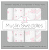 Muslin Swaddle Blankets - Pink Butterfly (Set of 4)