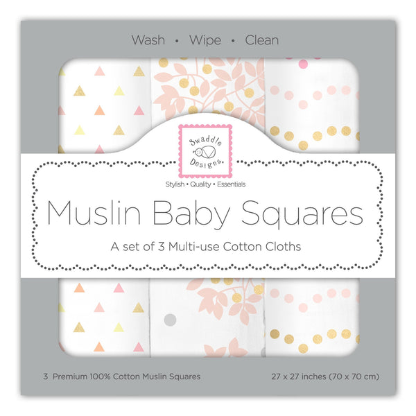 Muslin Squares - Heavenly Floral Shimmer (Set of 3)