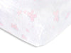 Muslin Fitted Crib Sheet - Butterflies - Pastel Pink
