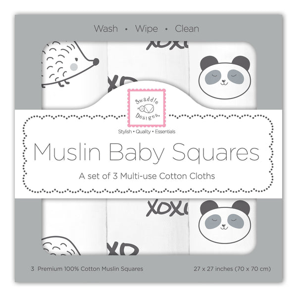 Muslin Squares - Black Hedgehog