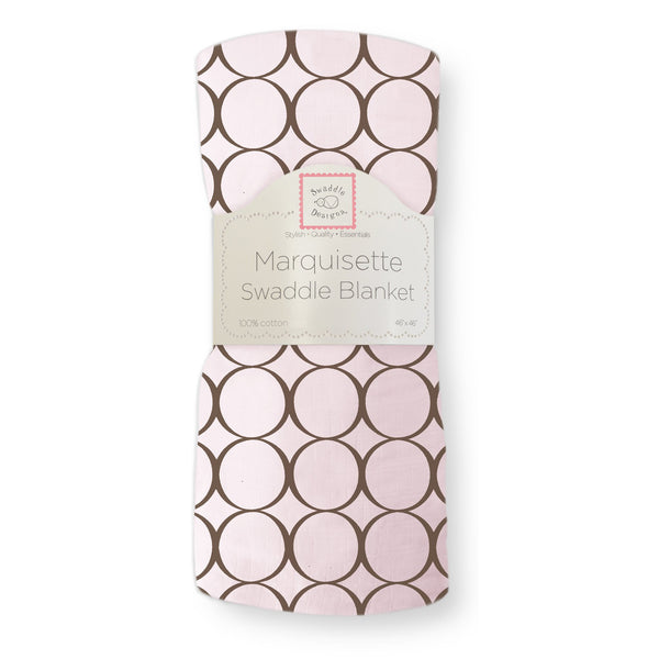 Marquisette Swaddle Blanket - Brown Mod Circles