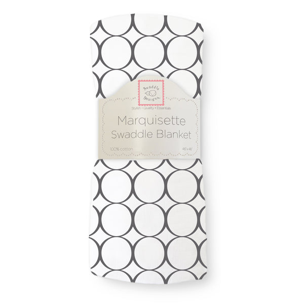 Marquisette Swaddle Blanket - Soft Black Mod Circles
