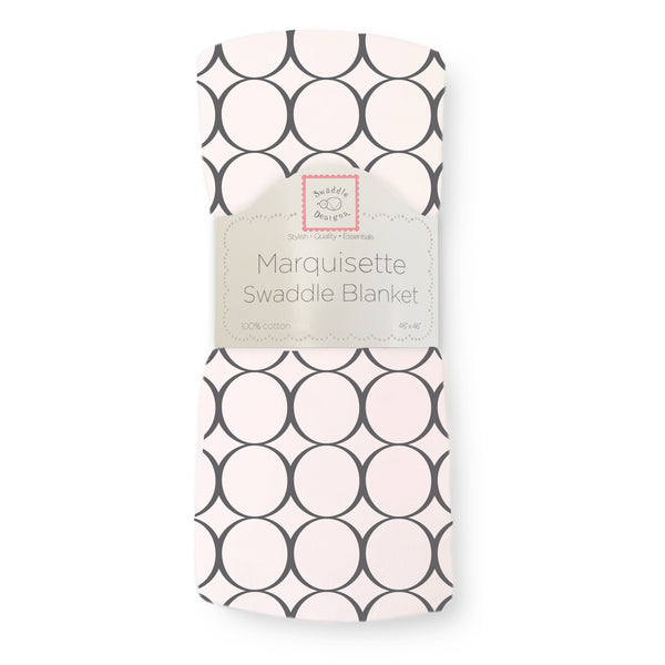 Marquisette Swaddle Blanket - Soft Black Mod Circles
