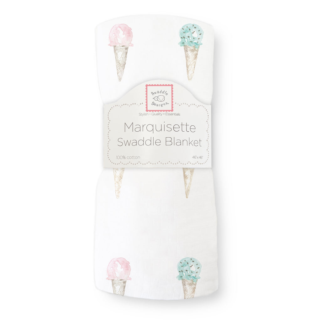 Marquisette Swaddle Blanket - Watercolor Ice Cream Cones