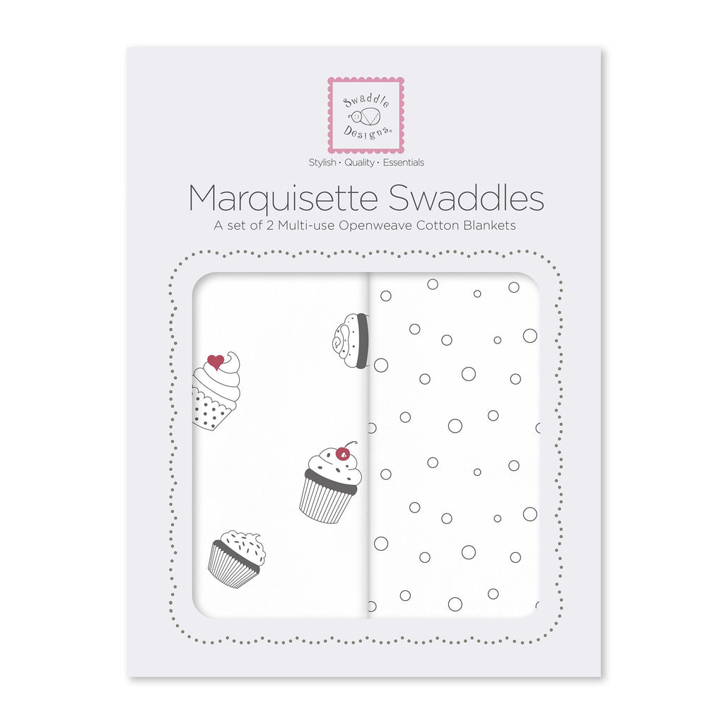 Marquisette Swaddle Blankets - Cupcakes and Bubble Dots (Set of 2)