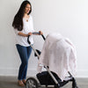 Marquisette Swaddle, Pajama Gown and Hat Gift Set - Tiny Arrows & Soft Pink with Black Pearl Rings
