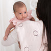 Marquisette Swaddle, Pajama Gown and Hat Gift Set - Tiny Arrows & Soft Pink with Black Pearl Rings