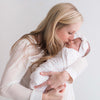 Muslin Swaddle Blanket + Muslin Headband Gift Set -  Tiny Triangles Shimmer, Pink