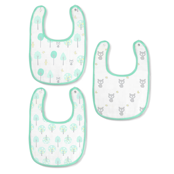 Muslin Baby Bibs - Woodland Fun (Set of 3)