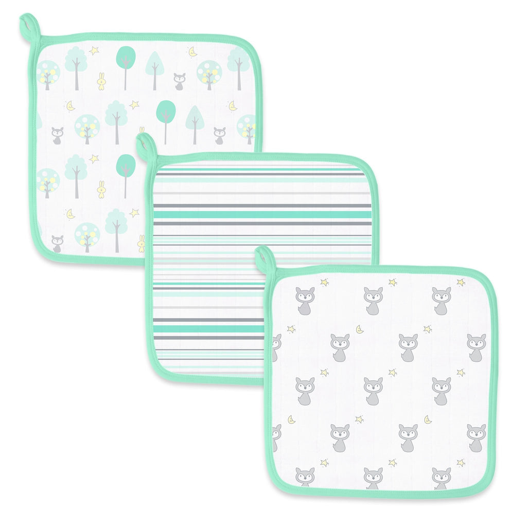Muslin Washcloths - Woodland Fun (Set of 3)
