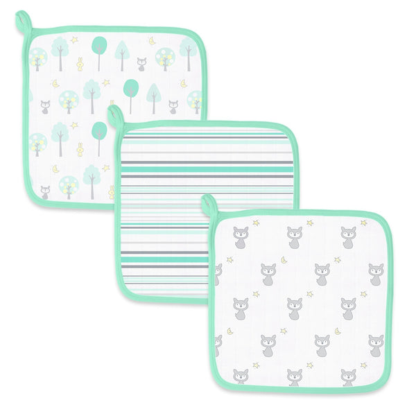 Muslin Washcloths - Woodland Fun (Set of 3)