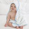 Organic Hooded Towel - Mod Circles on Ivory, Pastel Blue