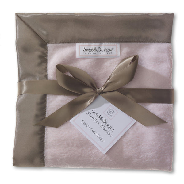 Stroller Blanket - Baby Velvet Taupe Gray, Pastel Pink, Large, 30x40 inches - Customized