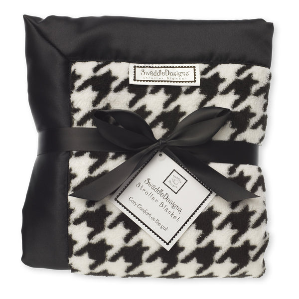 Stroller Blanket - Black Puppytooth, Black, Large, 30x40 inches - Customized