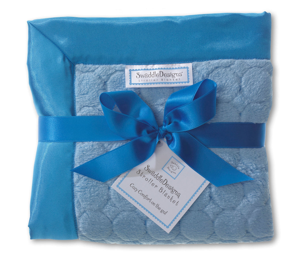 Stroller Blanket - Puff Circles, Blue, Large, 30x40 inches - Customized