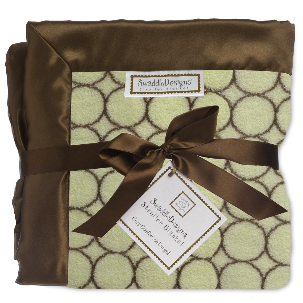 Stroller Blanket - Brown Mod Circles, Lime, Large, 30x40 inches - Customized