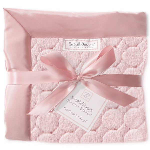 Stroller Blanket - Puff Circles, Coral Pink, Large, 30x40 inches - Customized