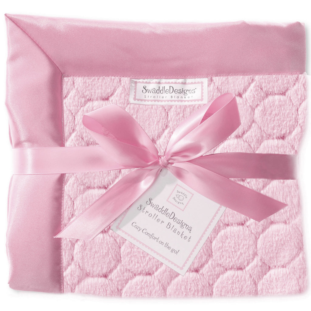 Stroller Blanket - Puff Circles, Pink, Large, 30x40 inches - Customized