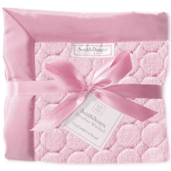 Stroller Blanket - Puff Circles, Pink, Large, 30x40 inches - Customized